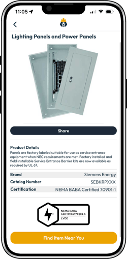 NEMA Make it American example in Trade Hounds app