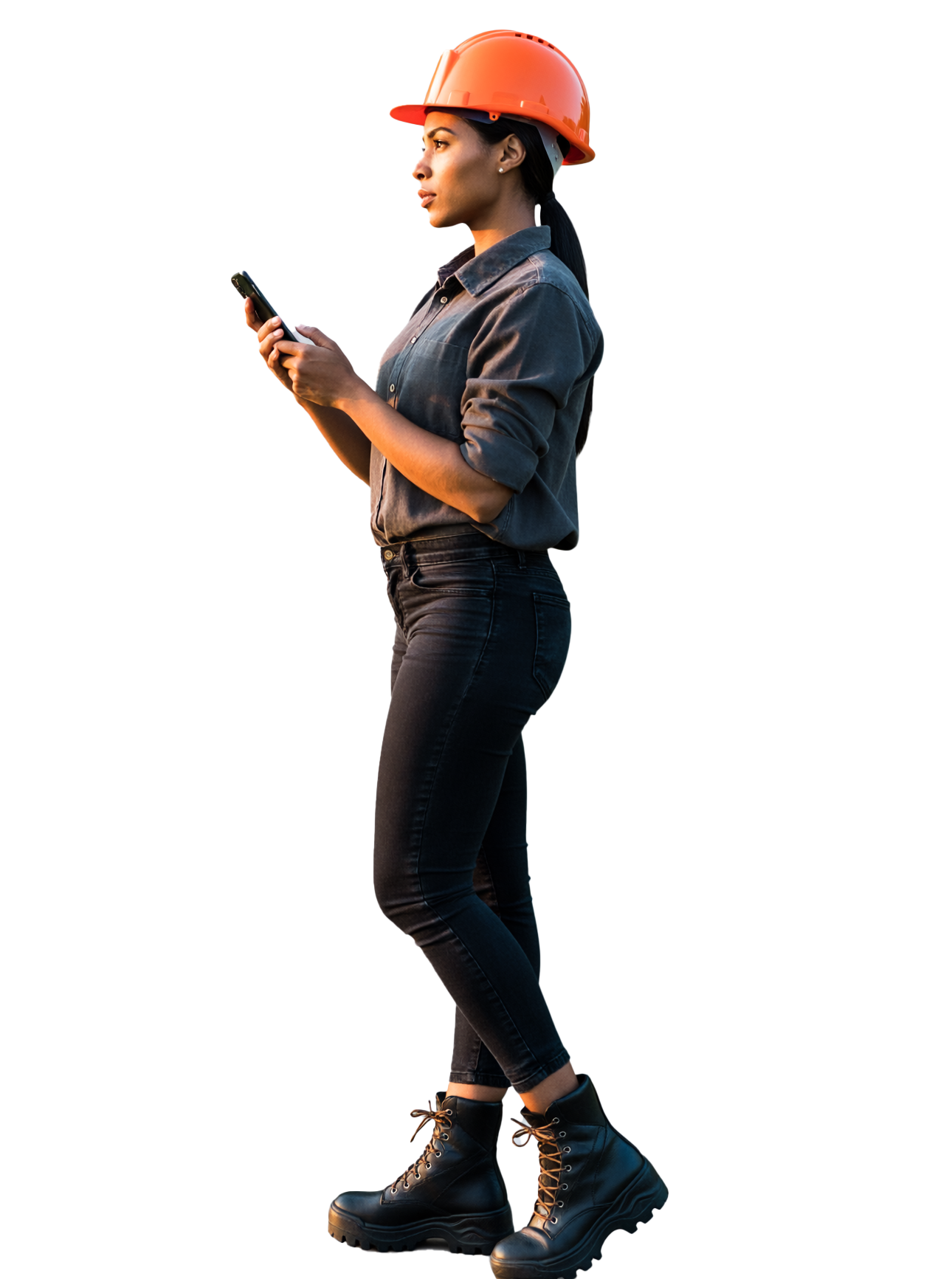 construction worker holding cell phone compare your pay trade hounds-1